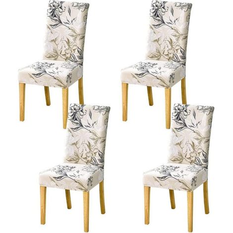 Stuhlhussen 4er Set, Stretch, abnehmbar, waschbar, für Esszimmerstühle (1/5)