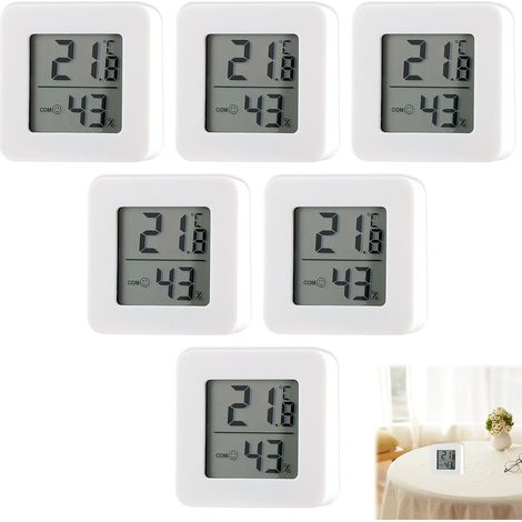 6PCS Thermomètre Hygromètre Intérieur Digital Haute Précision -10 à +50 °C Mini Thermomètre Maison LCD, Thermomètre Intérieur Extérieur, Hygromètre Numérique Thermomètre Intérieur Compact et Portable (1/5)