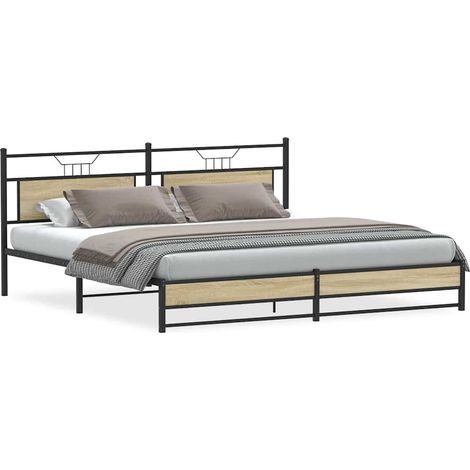 Maison Exclusive - Metallbett ohne Matratze Sonoma-Eiche 200x200