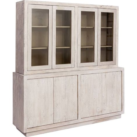 Vaisselier en bois de manguier blanchi Alison