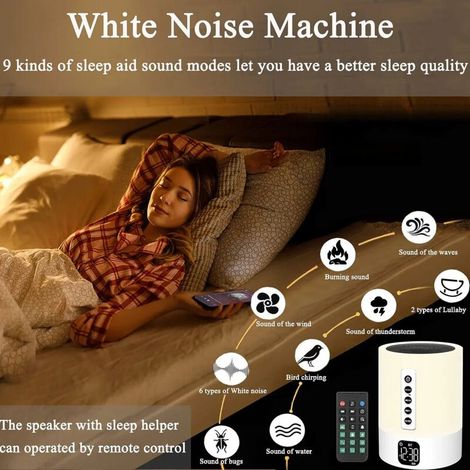 Aougo – Sveglia con altoparlante Bluetooth 5.0 e luce integrata – Lampada da comodino touch con rumore bianco – 3 livelli di luminosità – Idea regalo per bambini e adulti (1/4)