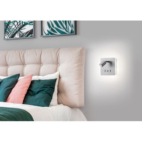 APLIQUE ROMEA niquel mate LED 3W + 5W 3000K + USB (1/3)