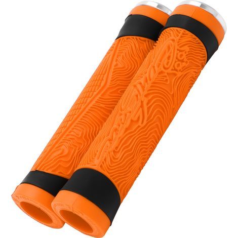 Poignées de guidon VTT en silicone antidérapantes, bouchons et protège-guidon orange