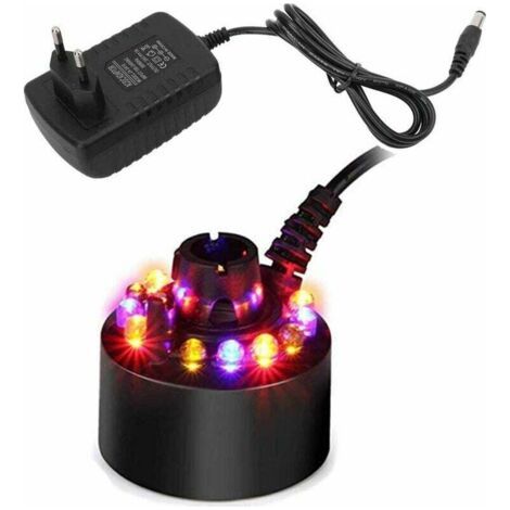 Nebelmaschine mit 12 LEDs, Farbwechsel, Luftbefeuchter für Springbrunnen, Teich, Hollywood-Nebelmaschine mit Ein-/Ausschalter, Mini-Größe, große Nebelkapazität