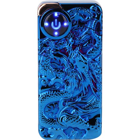 Allume-cigarette à double arc avec motif tendance, détection tactile et design bleu élégant (1/5)