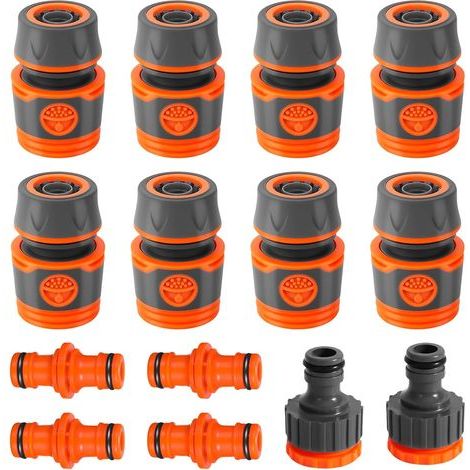 14 Pcs Embout Tuyau D'arrosage, Raccord Tuyau Arrosage 13mm (1/2") Raccord Tuyau D'arrosage avec Tuyau D'arrosage Prise et Connecteur Robinet 2 en 1 (1/5)