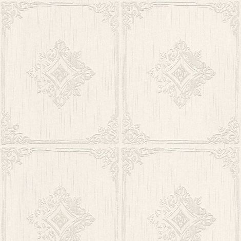 Carta da parati barocca Profhome 961992 Carta da parati tessile strutturata in stile barocco opaca beige grigio 5,33 m2 (1/5)