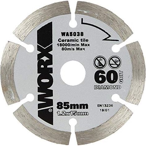 Diamanttrennscheibe Durchmesser 85 mm Zähne für WORX Kreissäge Fliesenschneiden