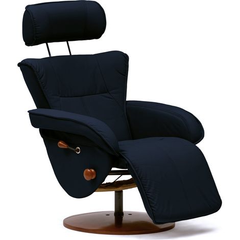 Sillón de relax Kemi reclinable estructura madera polipiel Azul Marino (1/5)