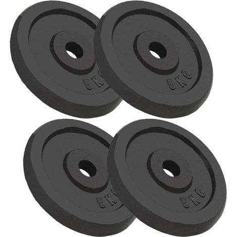 Ensemble De 4 Lecteurs Pour Haltères De 5 Kg Dans La Couleur Noire De La Barbell Fonte De Fonte De 30 Mm (1/4)