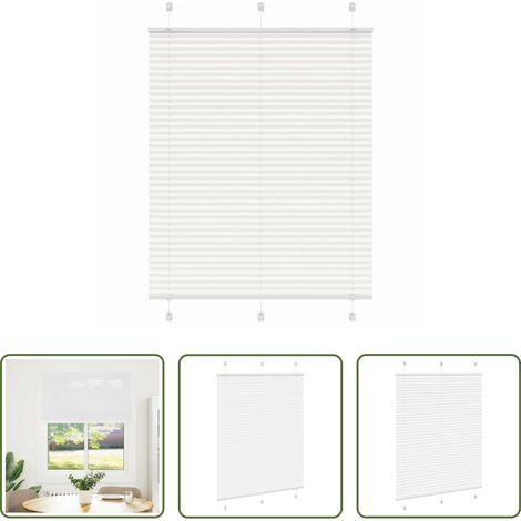 Store zébré - Store plissé blanc 110x100cm largeur du tissu 109,4cm polyester (1/5)