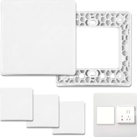 Plaque Murale Aveugle 4 Pièces, Cache Prise Murale 86x86mm, Cache Interrupteur, Cache Boîtier Encastré Blanc en ABS pour Prises et Interrupteurs Inutilisés (1/5)