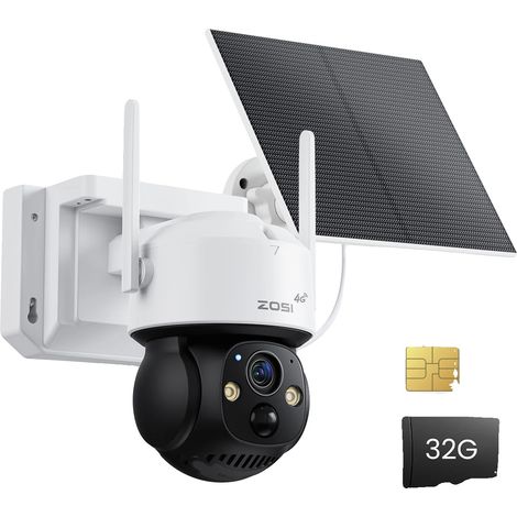 Cámara de exterior con batería, resolución de 4 MP, rotación e inclinación de 360°, 4G x tarjeta SIM x 32 GB (1/2)