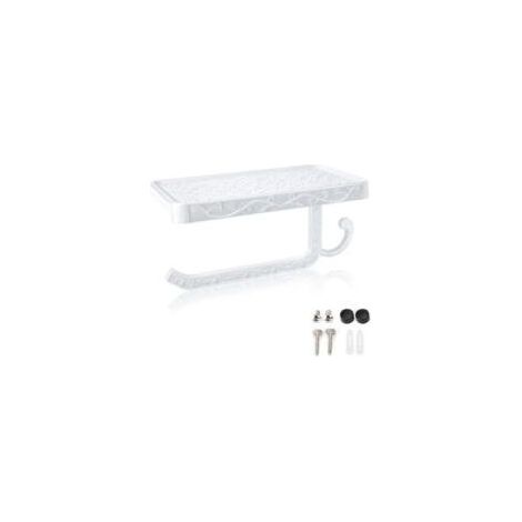 Portarrollos de papel higiénico de pared, hicoosee, con estante de almacenamiento para baño, color blanco