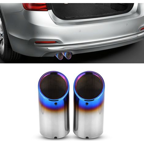Paire d'embouts d'échappement chromés pour BMW Série 3 E90 E92 E93 328i 325i - Extrémité de silencieux double, finition inox, accessoire auto (1/5)
