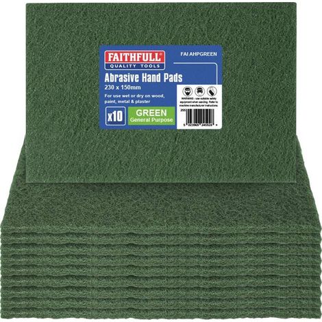 Faithfull Hand Pad Green General Purpose 230 x 150mm 10 FAIAHPGREEN