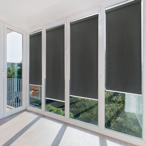 TolleTour Senkrechtmarkise 140x140 cm Balkonrollo Dunkelgrau UV Schutz Sonnenschutz Sichtschutz wasserdicht wetterfest Balkon Terrasse