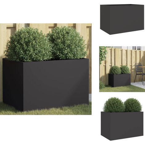 Pflanzkübel Schwarz 62x40x39 cm Stahl - Pflanzkübel - Stahltank - Gartendekoration - Blumenerde - Balkonpflanzen (1/5)