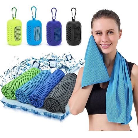 Lot de 4 serviettes rafraîchissantes - Serviette rafraîchissante à séchage rapide pour la nuque - Serviette de sport en microfibre (1/5)