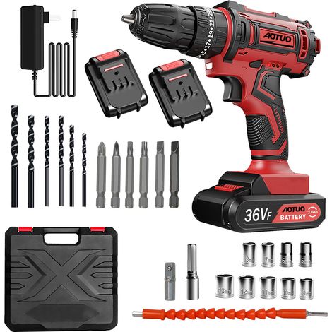 Magicfox – Perceuse-visseuse sans fil 36V avec 2 batteries 2.0Ah – Couple 40Nm pour perçage bois et métal – Mandrin 10mm – 2 vitesses - FIL 40 N (1/5)