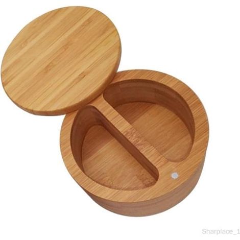 Gewürzbox – Bambus – 2 Fächer – Modernes Design – 12 cm x 9 cm x 11 cm (1/4)