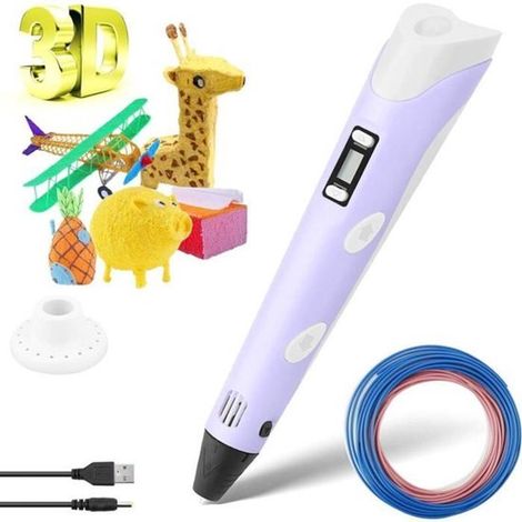 Stylo 3D professionnel adapté aux enfants - Comprend 12 couleurs de filament PLA de 1,75 mm (1/4)