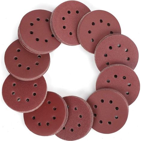 150-piece set of grinding discs, 125 mm grinding discs with 8 holes, grits 60, 80, 100, 120, 150, 180, 240, 320, 400, 600 for polishing, rust removal and finishing. (1/5)