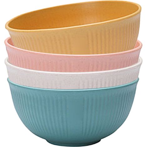 Bol mélangeur léger en paille de blé, compatible micro-ondes et lave-vaisselle, idéal pour salades, soupes, ramen, nouilles et gruau. (1/5)