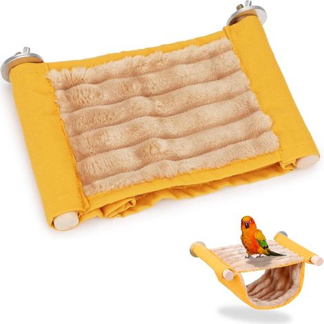 Litera para hamaca para pájaros, nido cálido para periquitos para jaula, accesorios para periquitos y pájaros pequeños, cómodo lugar para dormir, amarillo (1/5)