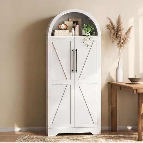 Buffet coloris blanc en MDF 70 x 40 x 165 cm (1/5)