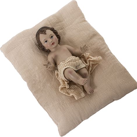 Figurenharz Enfant Jesus 24cmc/Leinen Beige Kissen FIG: 14x24x8cm Polst (1/5)