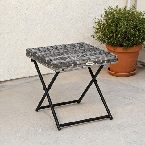 Table de jardin pliante en polyratin gris ardoise 40 x 40 x 40 cm (1/5)