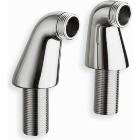 colonnettes chrome pour baignoire - LOT DE 2-inclinées- excentriques- mâle 20x27 (3/4) aux 2 extrémités (1/5)