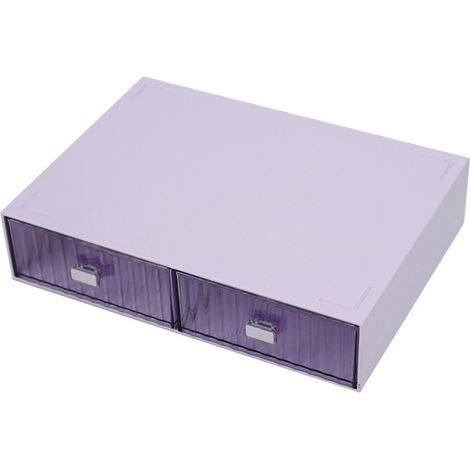 Desktop Drawer Organizer Waterproof Dustproof Plastic DIY Combination Multi Layer Stackable Drawer Storage Case Striped Purple 2 Drawers