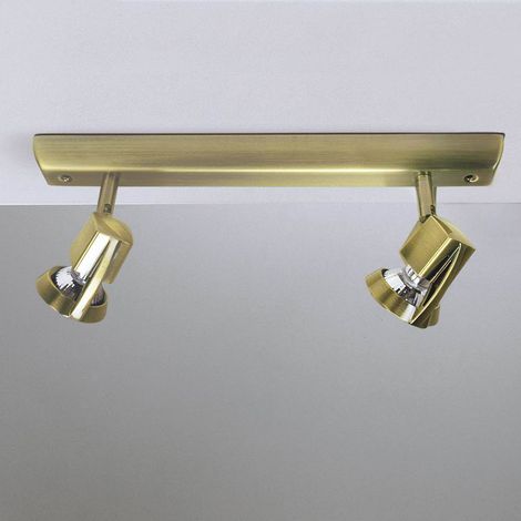 Regleta de techo “Arco” de tres focos orientables (2xGU10) IP20 fabricado en acero y zamak color cuero