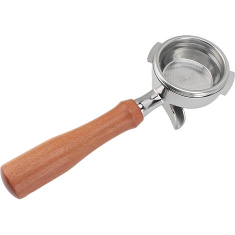 Porte-filtre à café 58 mm en acier inoxydable, 2 oreilles, porte-filtre amovible avec poignée en bois et double bec verseur pour machine à café Nuova Style 4