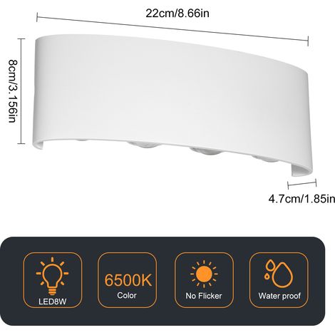 Eosnow Neoglint Moderne LED-Wandleuchten, 8 W, Up-Down-Lampe, Kaltweiß, für Flur, Flur, Wohnzimmer, Schlafzimmer
