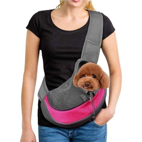 Sac de Transport Portable Chien Sac Bandoulière Filet Respirant pour Chien et Chat Chiot épaule pour Animaux de Compagnie Sling Sac Transporteur Réglable Sac de Voyage pour Petits Animaux Chien, (1/5)