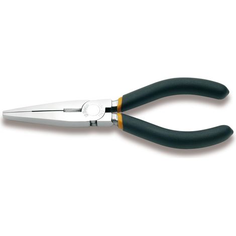 Pince à becs plats longs striés, chromée, branches gainées avec double couche de PVC antidérapant (1/3)