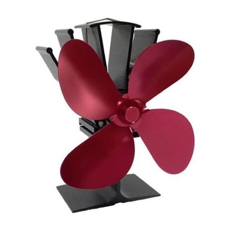 Ventilateur de poêle à bois Hot Blast à 4 pales, chauffage écoénergétique et respectueux de l'environnement (rouge) (1/5)
