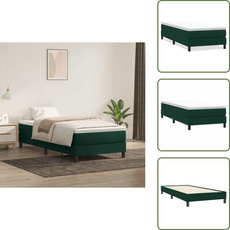 Letto con base a doghe - vidaXL Letto a Molle senza Materasso Verde Scuro 80x220 cm Velluto - Letto con gambe stabili