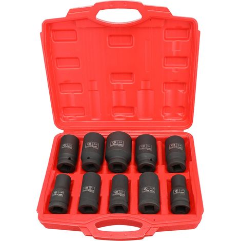 3/4" Ensemble de douilles à chocs profondes, 10 pièces, 12 points, tailles métriques 17mm-41mm Écrou à impact, Jeu de douilles à chocs profonds Drive, CR-MO (1/5)