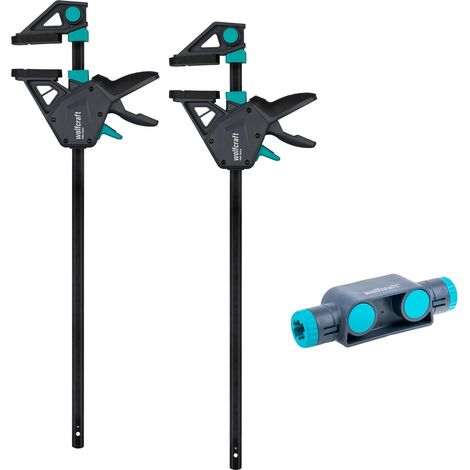 wolfcraft Juego de 2 sargentos monomanuales XL Pro Max 450 mm y conector (1/4)