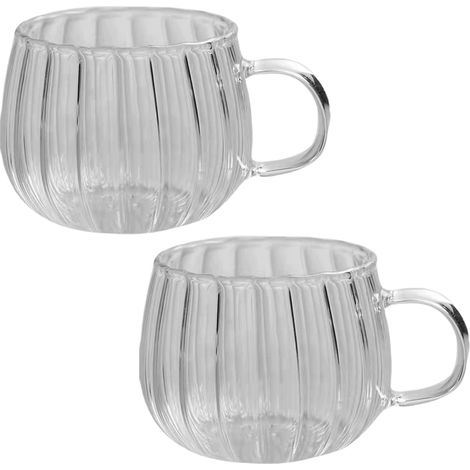 Verre Citrouille - Verre En Verre Transparent Style Rétro - Pour Cocktail Petit-Déjeuner Bureau - Lot De 2 (1/5)
