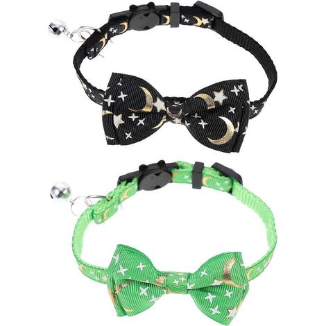 Collar para gato con cascabel, collar decorativo para gatitos con lazo, 2 unidades para mascotas. (1/5)