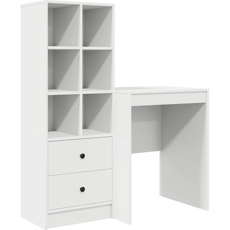 Bureau avec rangement avec tiroir 2 pcs，Table de travail，Table d'étude Blanc 100 x 40 x 76 cm CFW35514