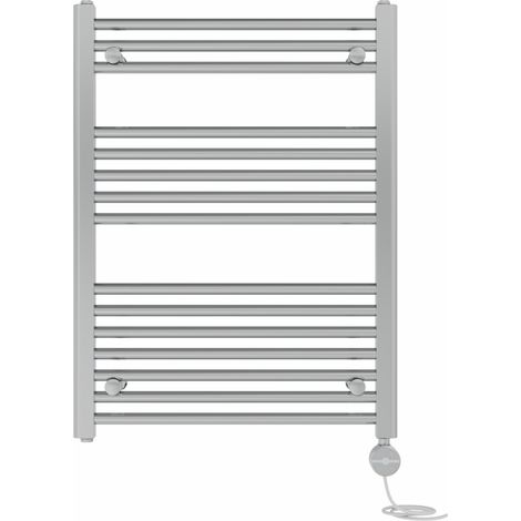 NRG Prefilled Thermostatic Electric Straight Heated Towel Rail Radiator 800 X 600mm Chrome