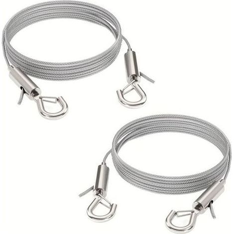Fil de fer réglable pour miroirs, lampes, panneaux d'affichage, etc., capacité de charge 30 kg, 2 pièces, 2 m x 1,5 mm (1/4)