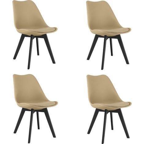 Chaise Mark - beige foncé / pieds noirs x 4 (1/5)