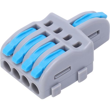 20 connecteurs de fils, 1 entrée, 4 sorties, bornier de répartition à poussoir, composants électriques (bleus) (1/5)
